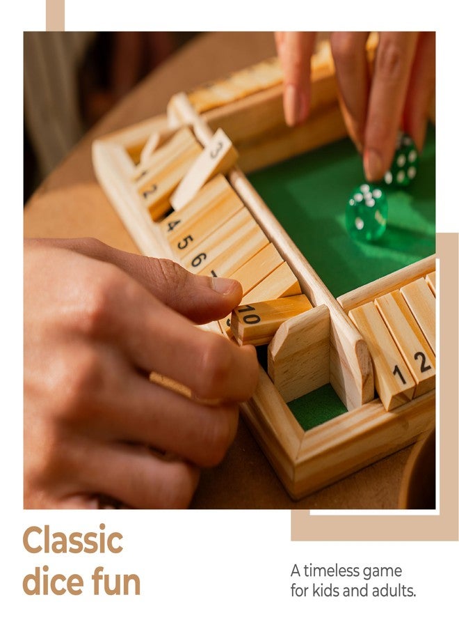 Lifelong Shut The Box Dice Game for Kids & Adults (4 Sided Wooden Board Game, 2 Dice) Educational Math Learning Game, Table Top Game for The Party Family - Image 5